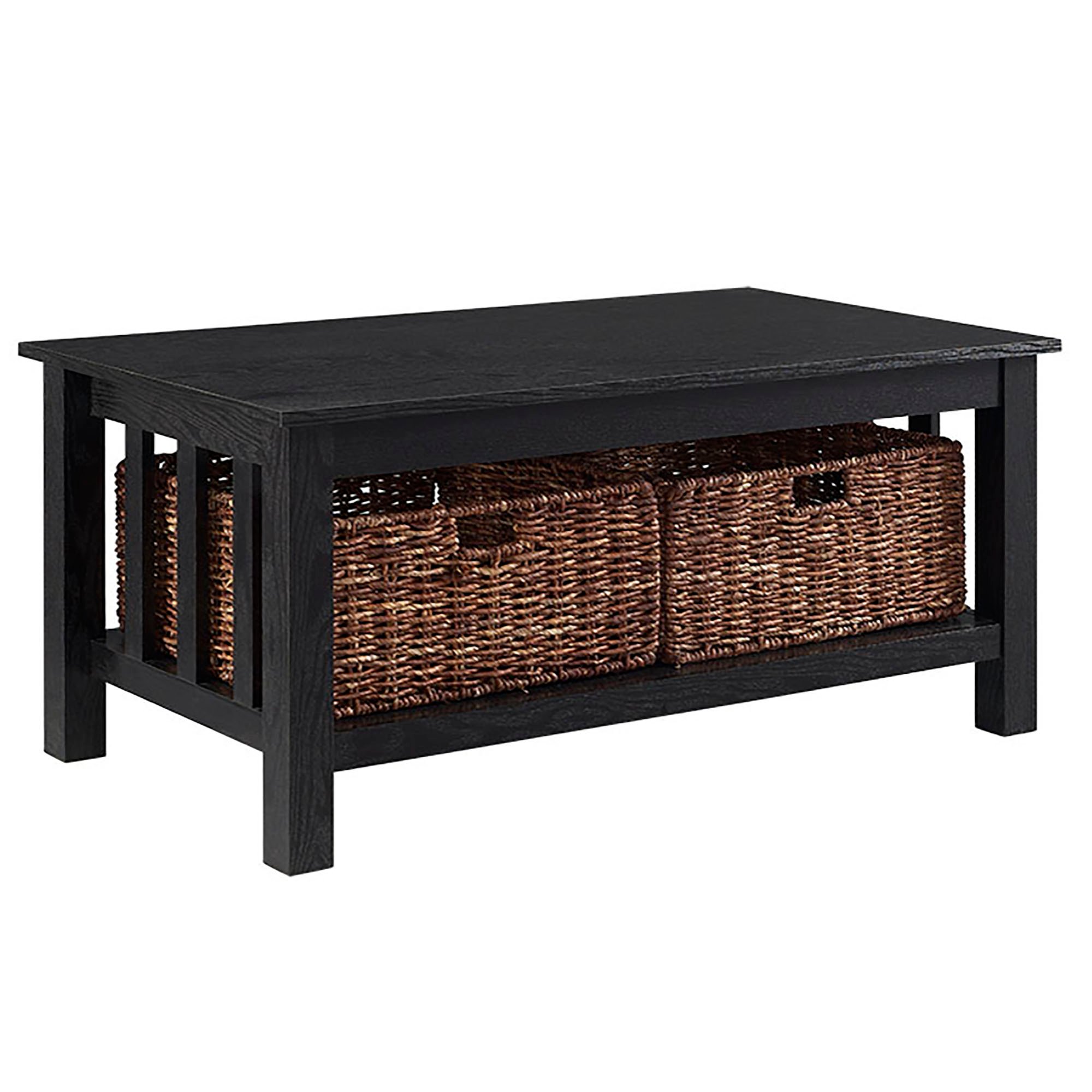 C40MSTBL Rustic Wood Coffee Table - Black-3