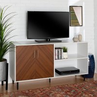 58 Inch Mid Century Modern TV Stand - Solid White