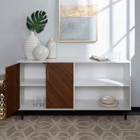 58 Inch Mid Century Modern TV Stand - Solid White-2
