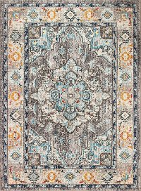 4 x 6 Small Transitional Zell Beige and Blue Rug - Dakota