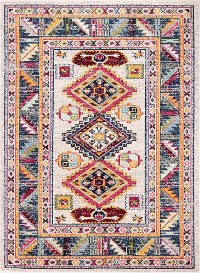 4 x 6 Small Transitional Zita Ivory and Blue Rug - Dakota