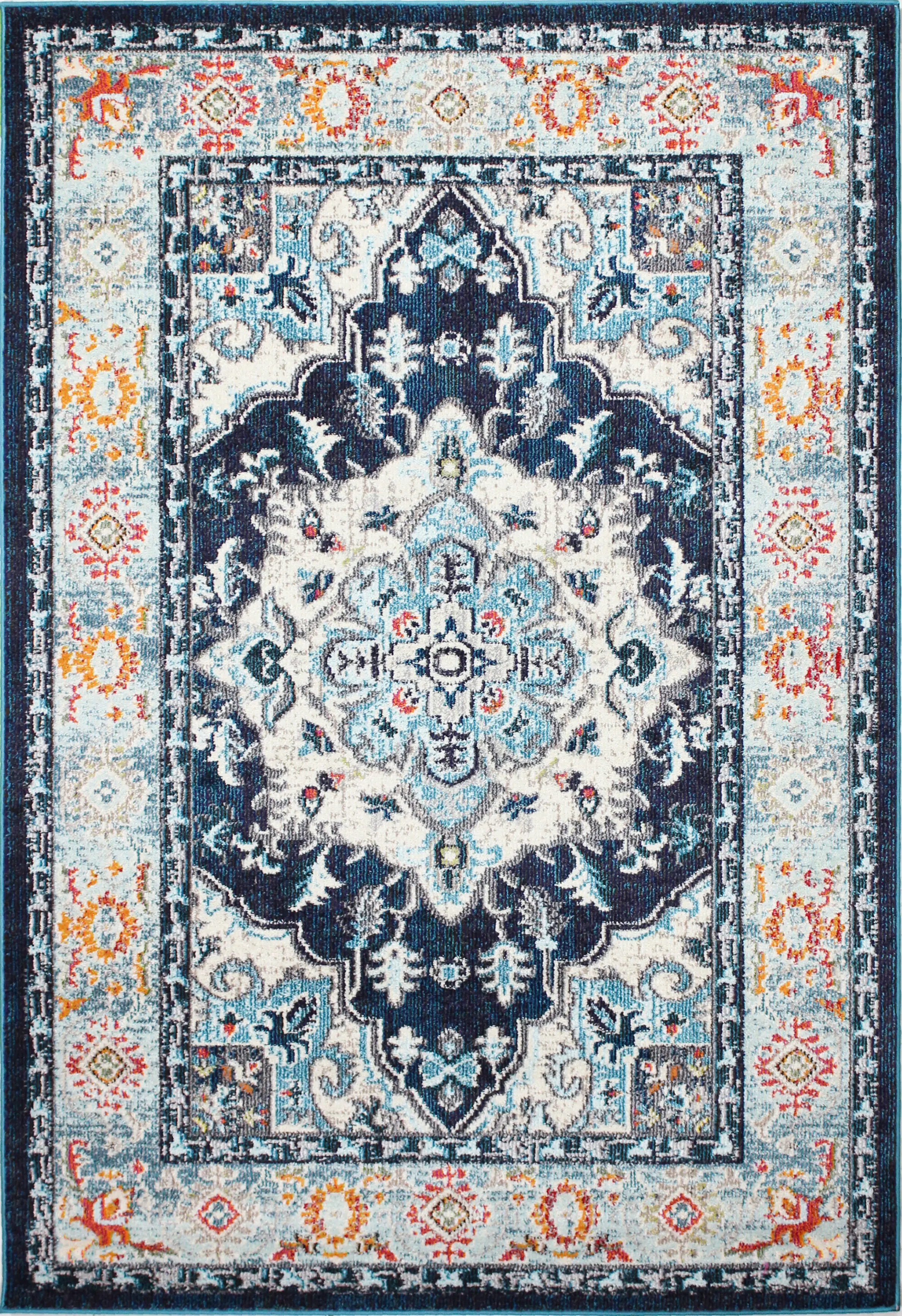 Dakota 4 x 6 Small Transitional Navy Blue and Ivory Area Rug-6