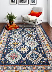 4 x 6 Small Transitional Navy Blue and Ivory Area Rug - Dakota-3