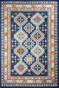 4 x 6 Small Transitional Navy Blue and Ivory Area Rug - Dakota-6