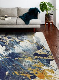 Everek 4 x 6 Small Traditional Neda Ivory, Gold and Blue Rug-2