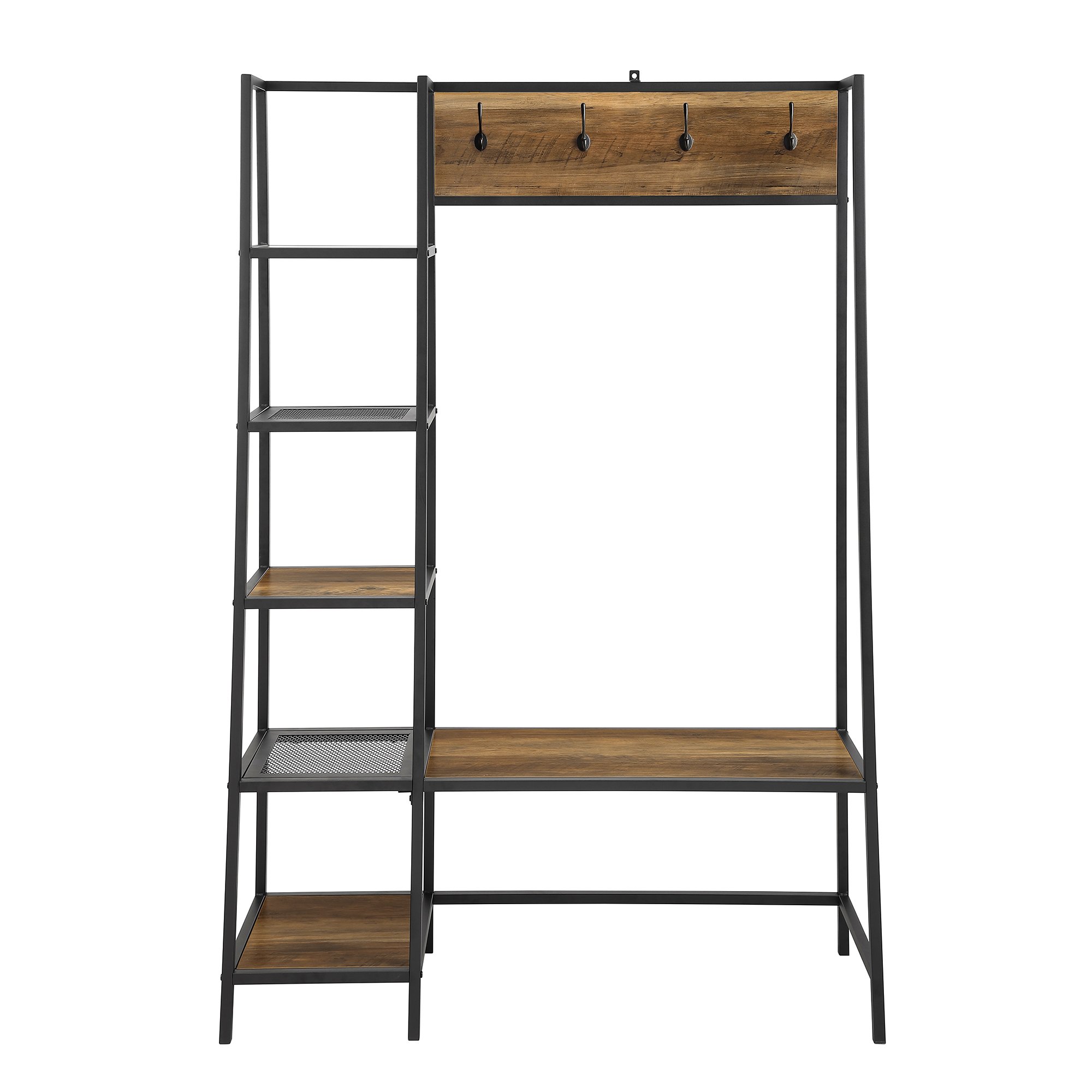 HT72ASSRO 68 Inch Rustic Oak Industrial Hall Tree-4