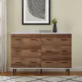 BU52SV6DWRO Savanna Rustic Wood 6 -Drawer Chest - Walker Edison