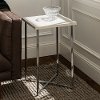 Modern Square Side Table - White Marble Top, Chrome Legs