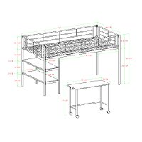 Contemporary Black Twin Low Loft Bed - Sunset-5