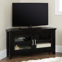 44 Inch Wood Corner TV Stand - Black