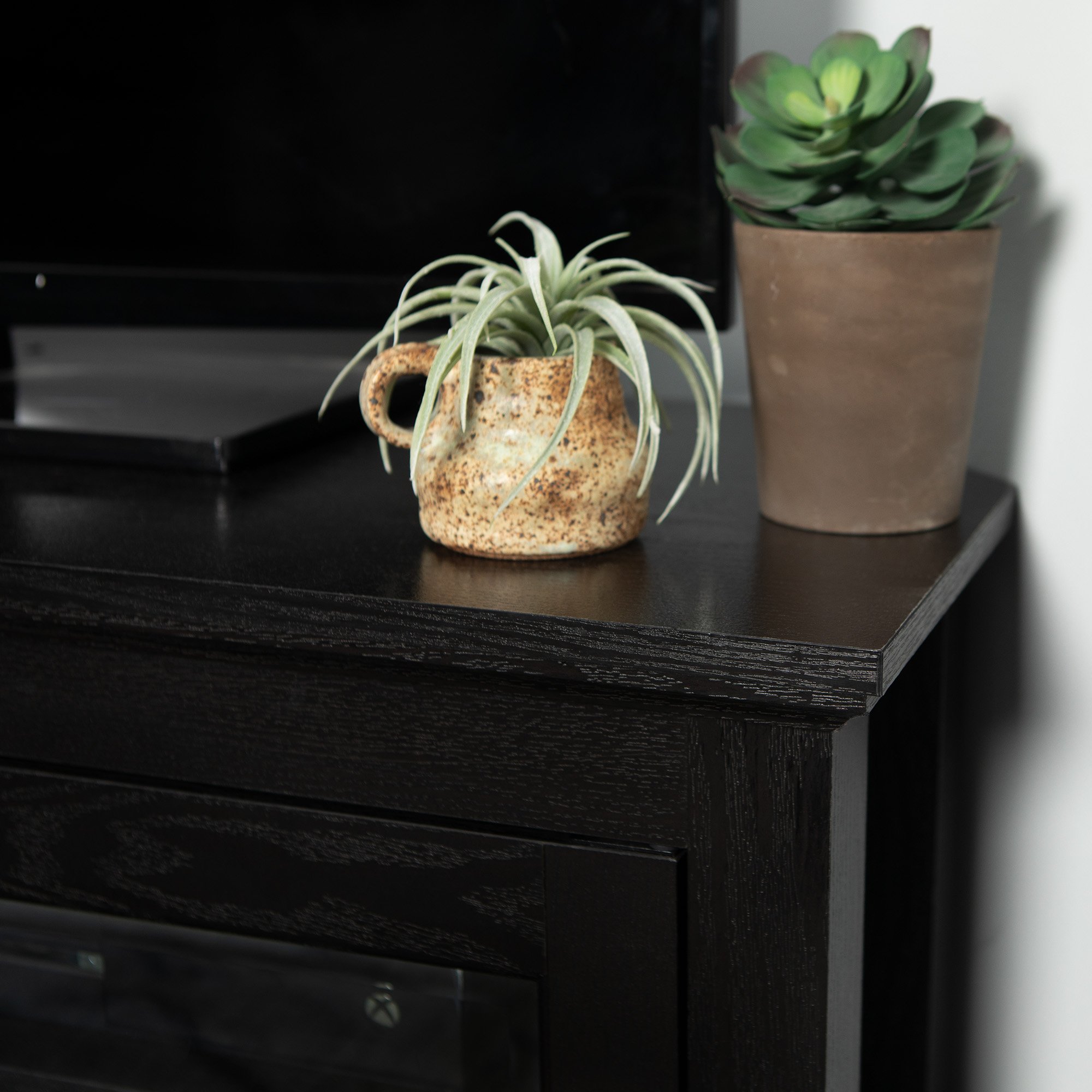 W44CCRBL 44 Inch Wood Corner TV Stand - Black-2