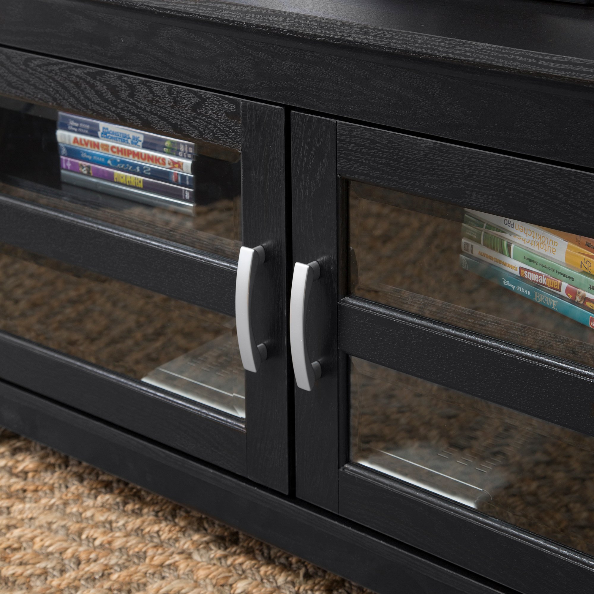 W44CCRBL 44 Inch Wood Corner TV Stand - Black-4
