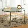 AF36ALCTGCR Mid Century Modern Round Coffee Table - Glass/Chrome