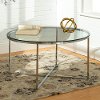 AF36ALCTGCR Mid Century Modern Round Coffee Table - Glass/Chrome