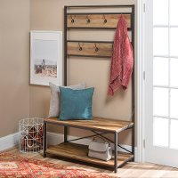 HT72MWRO 72 Inch Rustic Oak Industrial Hall Tree