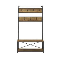 72 Inch Rustic Oak Industrial Hall Tree-4