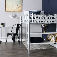 Contemporary White Twin Low Loft Bed - Sunset-2