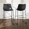 CHL30BL Industrial Black Faux Leather Bar Stools (Set of 2)