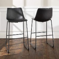 Industrial Black Faux Leather Bar Stools (Set of 2)