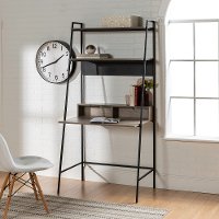 36 Inch Modern Wood Ladder Computer Desk - Gray Wash-2