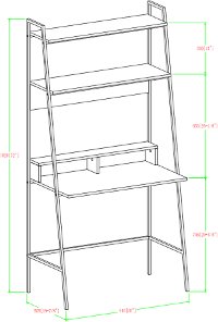 36 Inch Modern Wood Ladder Computer Desk - Gray Wash-5