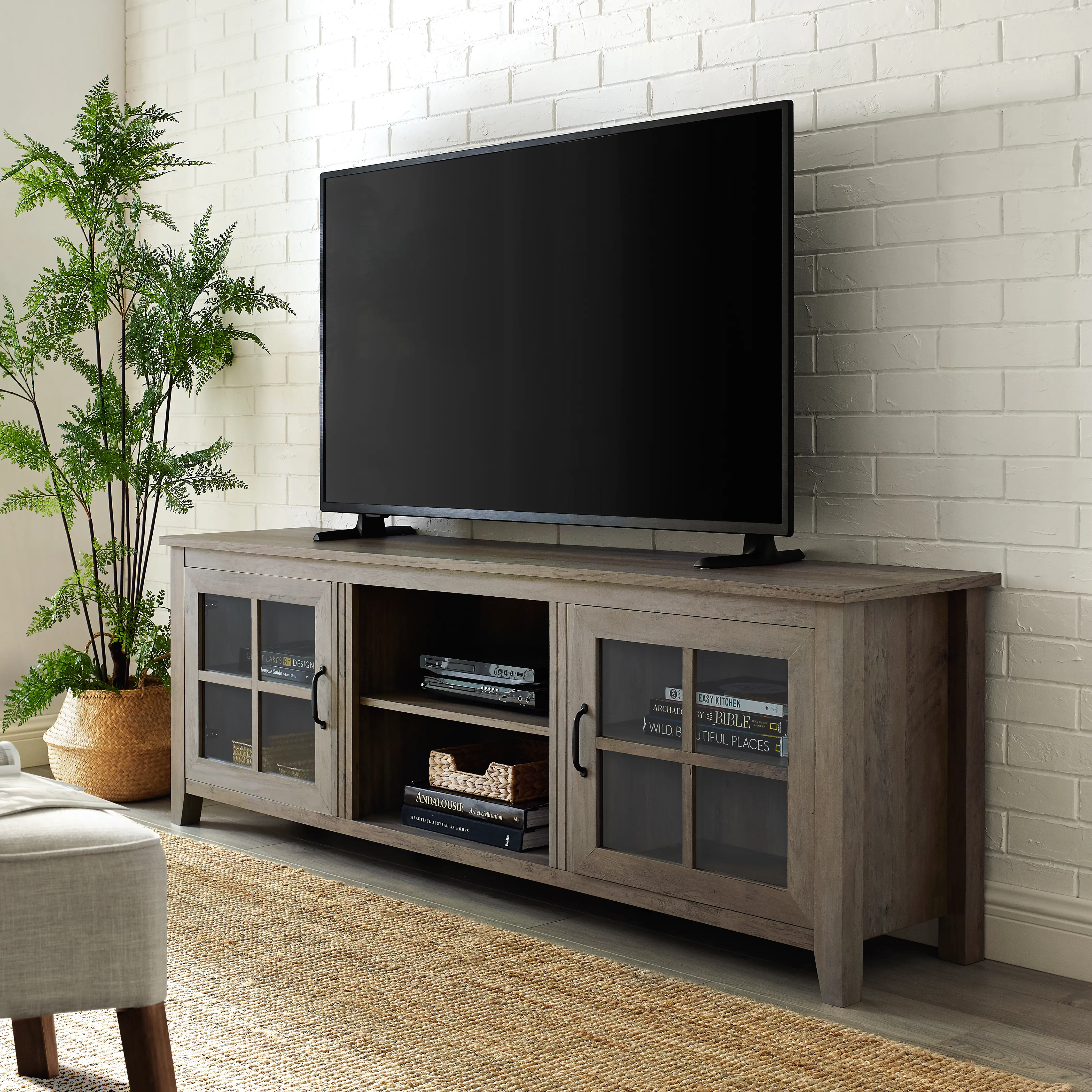 W70CSGDGW Farmhouse Wood 70 Inch TV Stand - Grey Wash-1