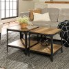 Angle Iron End Table - Rustic Oak Pair