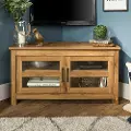 WQ44CCRBW 44 Inch Transitional Modern Farmhouse Wood Corner TV Stand - Barnwood
