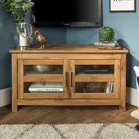 WQ44CCRBW 44 Inch Transitional Modern Farmhouse Wood Corner TV Stand - Barnwood