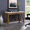 46 Inch Modern Computer Desk - Natural Walnut Base/White Marble Top