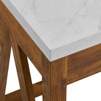 46 Inch Modern Computer Desk - Natural Walnut Base/White Marble Top-3