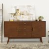 60 Inch Mid Century Modern Wood TV Stand - Walnut