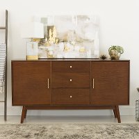 W60CMCWT 60 Inch Mid Century Modern Wood TV Stand - Walnut