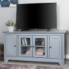 52 Inch Transitional Wood Glass TV Stand - Antique Gray