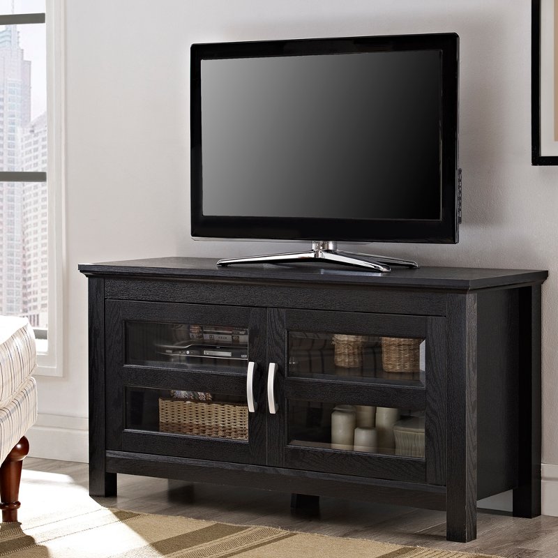 44 Inch Wood TV Stand Black RC Willey