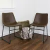 CHL18BR Industrial Brown Faux Leather Dining Room Chair, Set of 2 - Walker Edison
