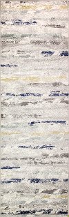 Transitional Louis Ivory and Blue 8 Foot Runner Rug - Barcelona