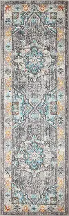 Dakota 8' Transitional Zell Beige and Blue Runner Rug