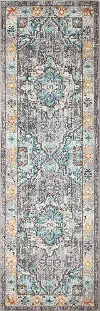 D113-BE-2.6X8-MH105 Dakota 8' Transitional Zell Beige and Blue Runner Rug