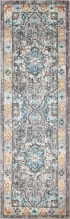Transitional Zell Beige and Blue 8 Foot Runner Rug - Dakota
