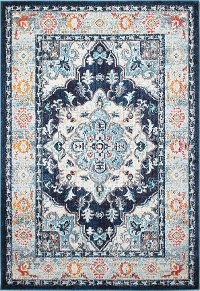 Transitional Zelie Navy Blue and Ivory 8 Foot Runner Rug - Dakota-6
