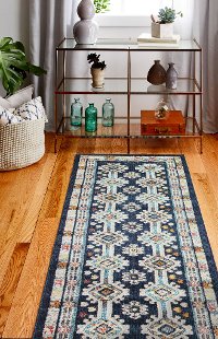 Dakota Transitional Zeb Navy Blue and Ivory 8 Foot Runner Rug