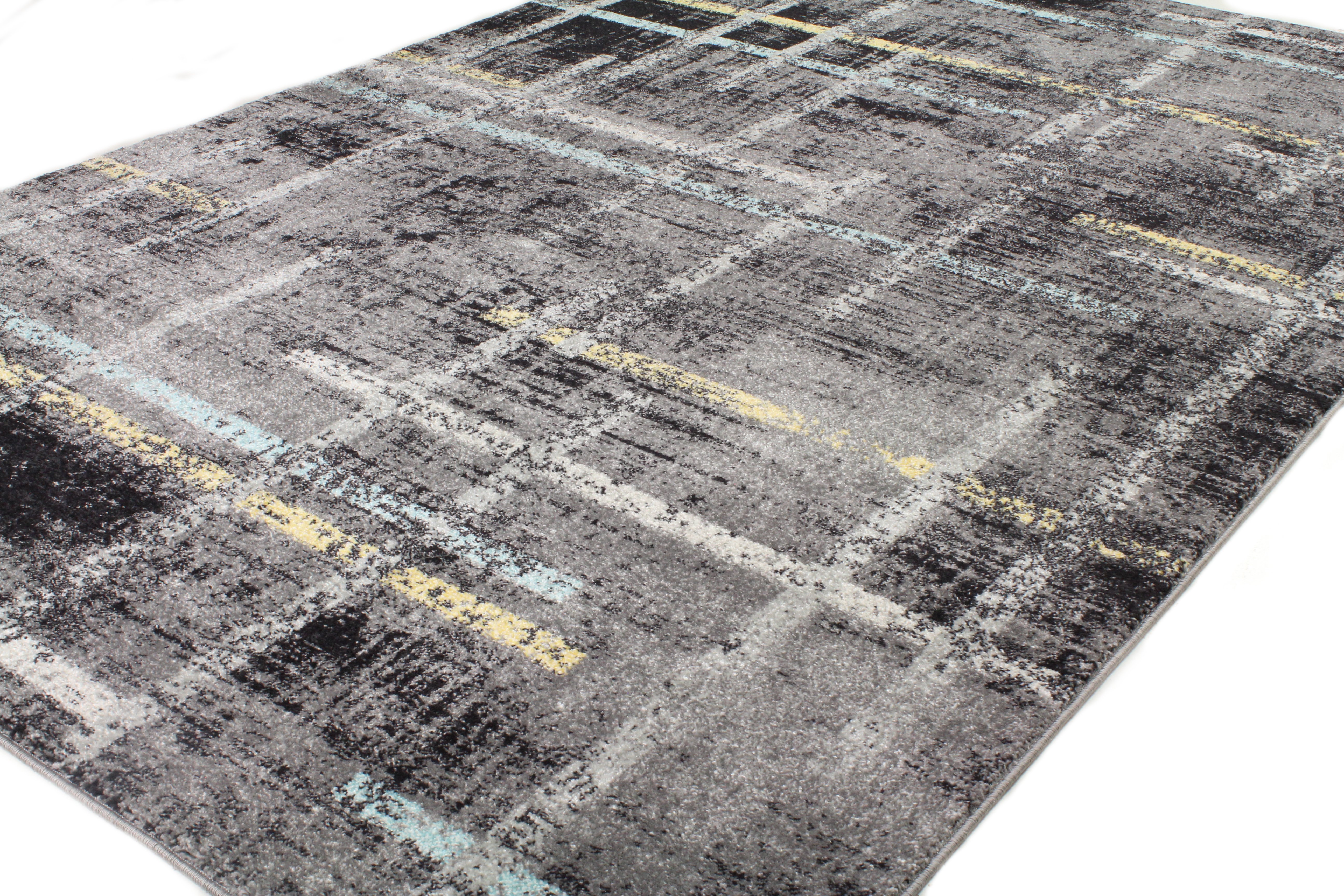 Everek Traditional Dark Gray and Blue 8 Foot Runner Rug-3