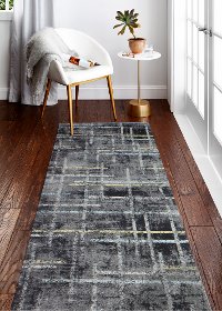 Traditional Dark Gray and Blue 8 Foot Runner Rug - Everek-2
