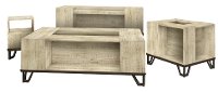 Industrial Pine Sofa Table with Iron Legs - Vista-2