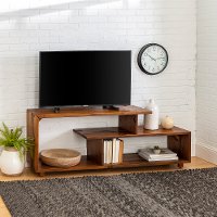 W60RSWAM 60 Inch Rustic Modern Solid Wood TV Stand - Amber
