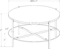 AF32SRDCTMGD Modern Round Coffee Table - White Marble Top, Glass Shelf, Gold Legs-5