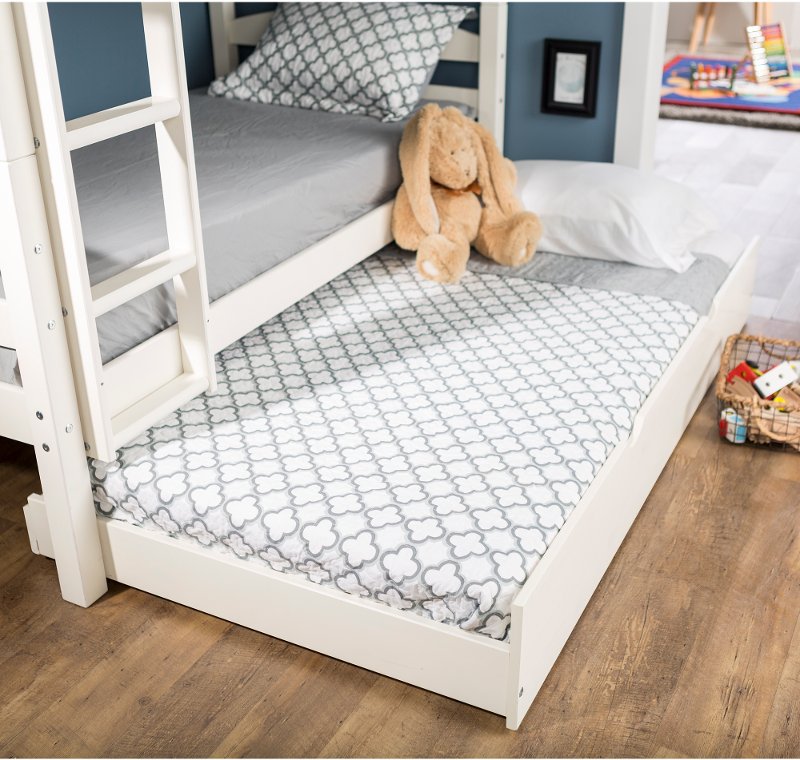 Contemporary Off White Twin Trundle Bed, White Queen Trundle Bed