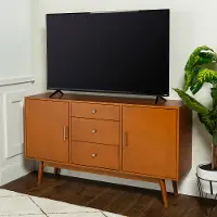 W60CMCAC 60 Inch Mid Century Modern Wood TV Stand - Acorn
