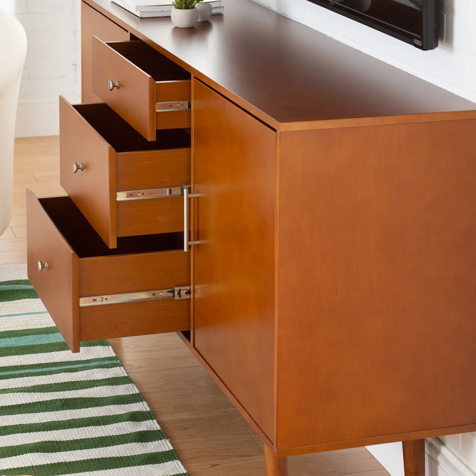 W60CMCAC 60 Inch Mid Century Modern Wood TV Stand - Acorn-3